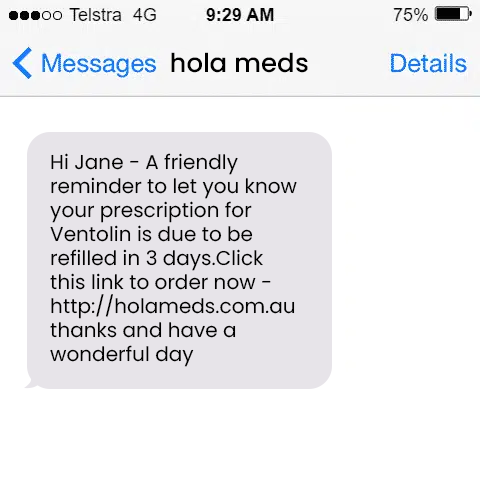hola meds message screenshot